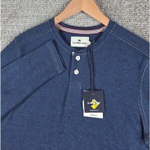The Normal Brand Mens Long Sleeve Blue Puremeso Henley Shirt Size Small